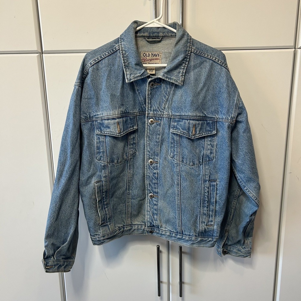 Old Navy Dungarees Mens Blue Denim Trucker Jacket Medium Wash Large RN 54023